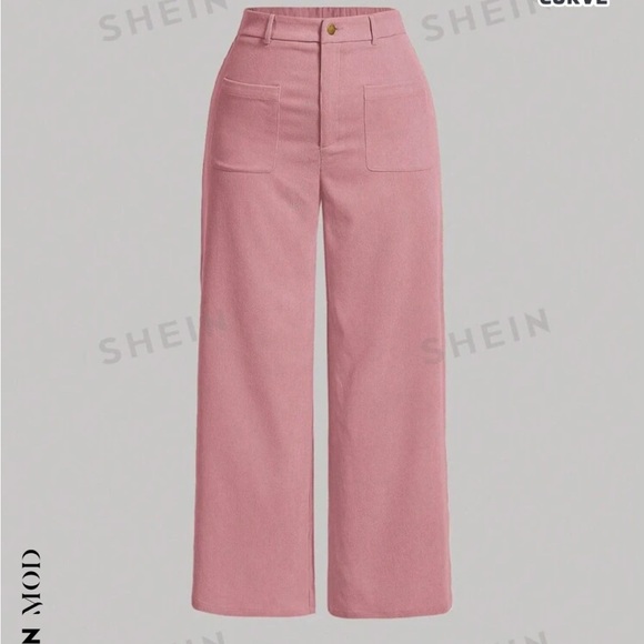SHEIN MOD Large Size Solid Color wide Leg Casual Corduroy Pants - Picture 2 of 7